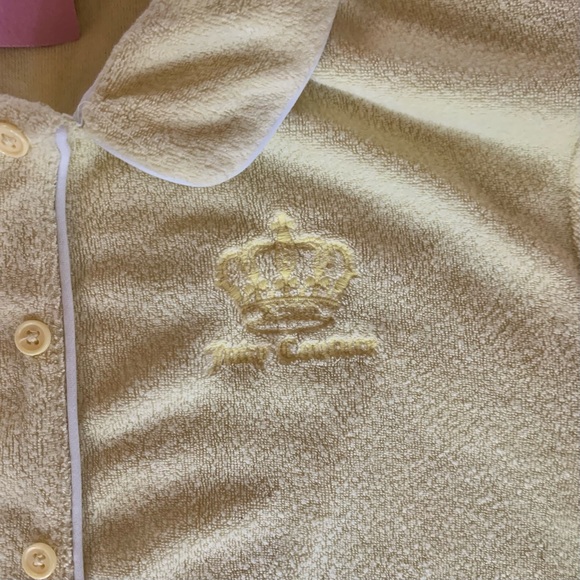 Juicy Couture x Froever 21 Collab Terry Cloth Yellow Buttondown Crop Top - Picture 3 of 5